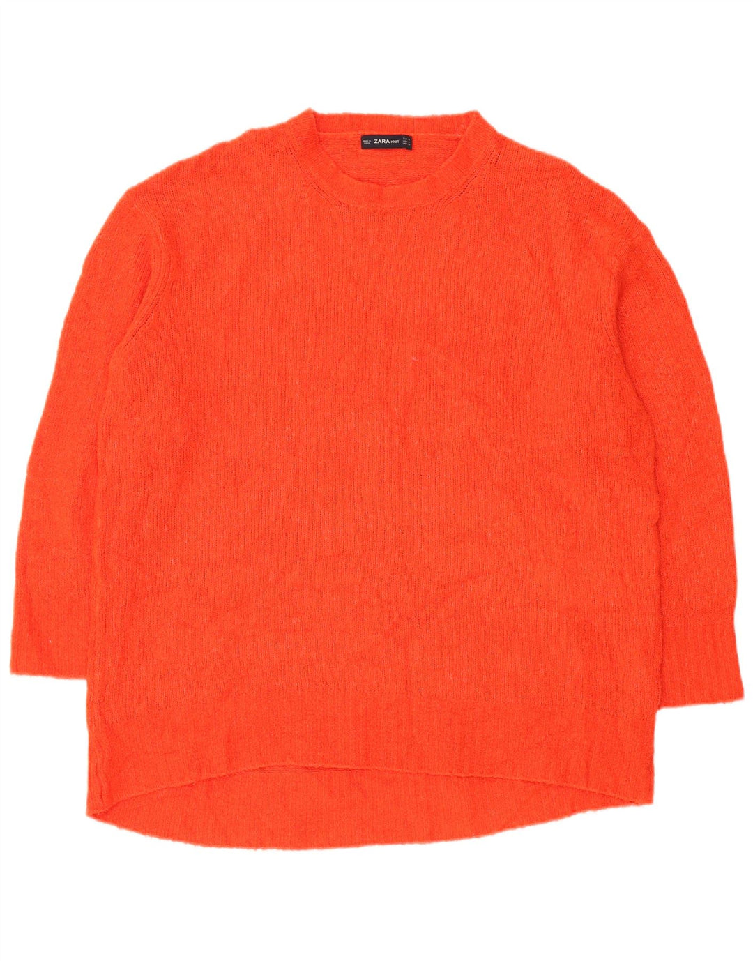 Langer, übergroßer Pullover mit Rundhalsausschnitt für Damen von Zara, Gr. 14, mittelrot