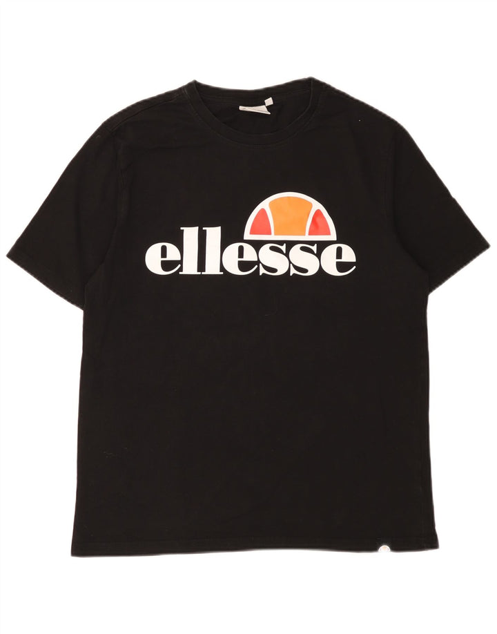 Ellesse Herren-T-Shirt mit Grafik, Größe S, schwarze Baumwolle