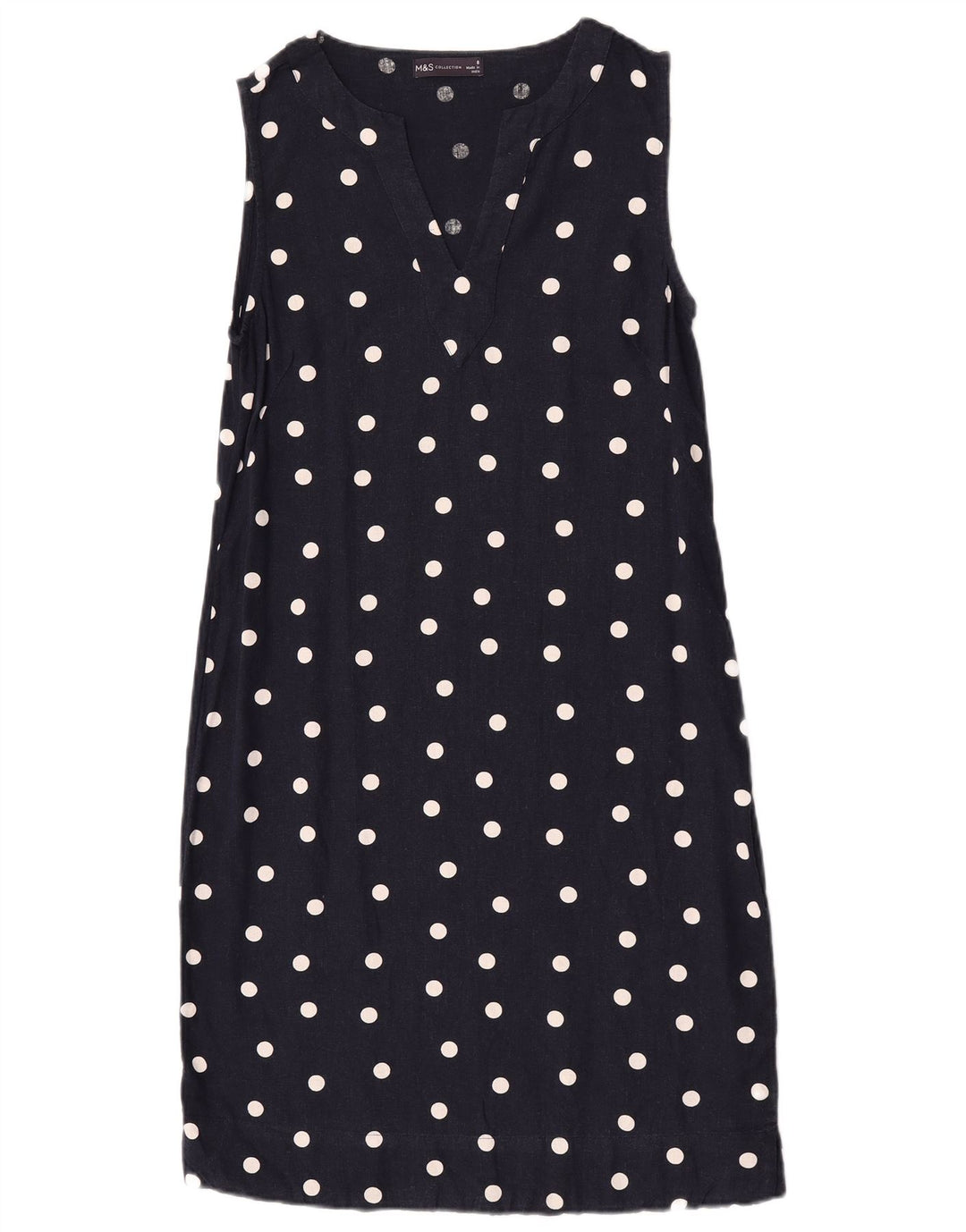 Marks & Spencer Damen Etuikleid UK 8 Small Marineblau gepunktet