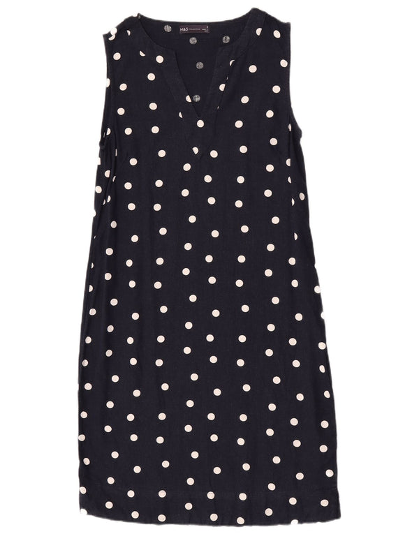 Marks & Spencer Damen Etuikleid UK 8 Small Marineblau gepunktet