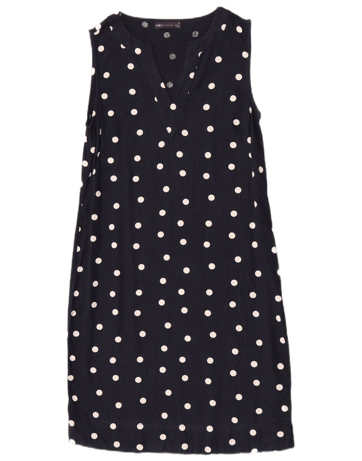 Marks & Spencer Damen Etuikleid UK 8 Small Marineblau gepunktet