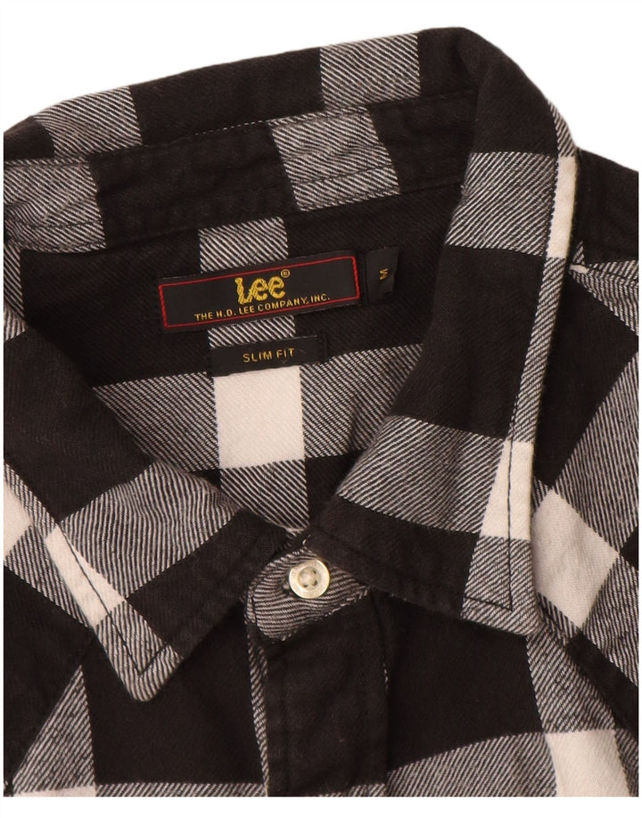 LEE Slim-Fit-Flanellhemd für Herren, mittelschwarz, kariert, Baumwolle