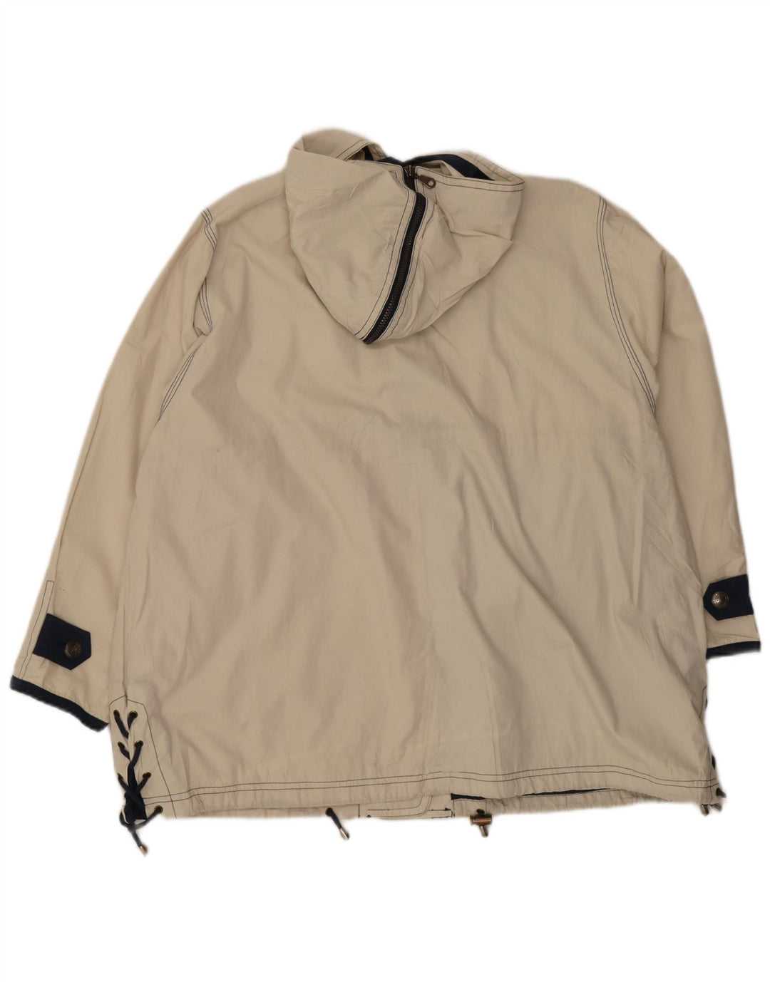 Vintage Damen-Regenjacke mit Kapuze, übergroß, UK 8, Größe S, aus weißem Polyester