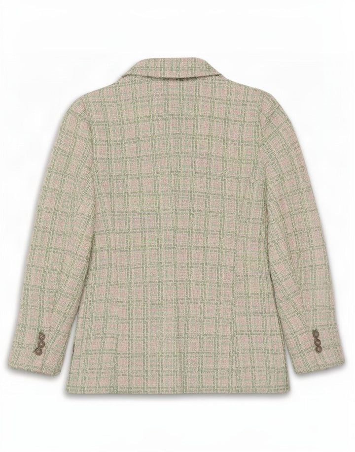 Zweireihiger Blazer für Damen von Zara, Gr. 12, mittelgrün kariert