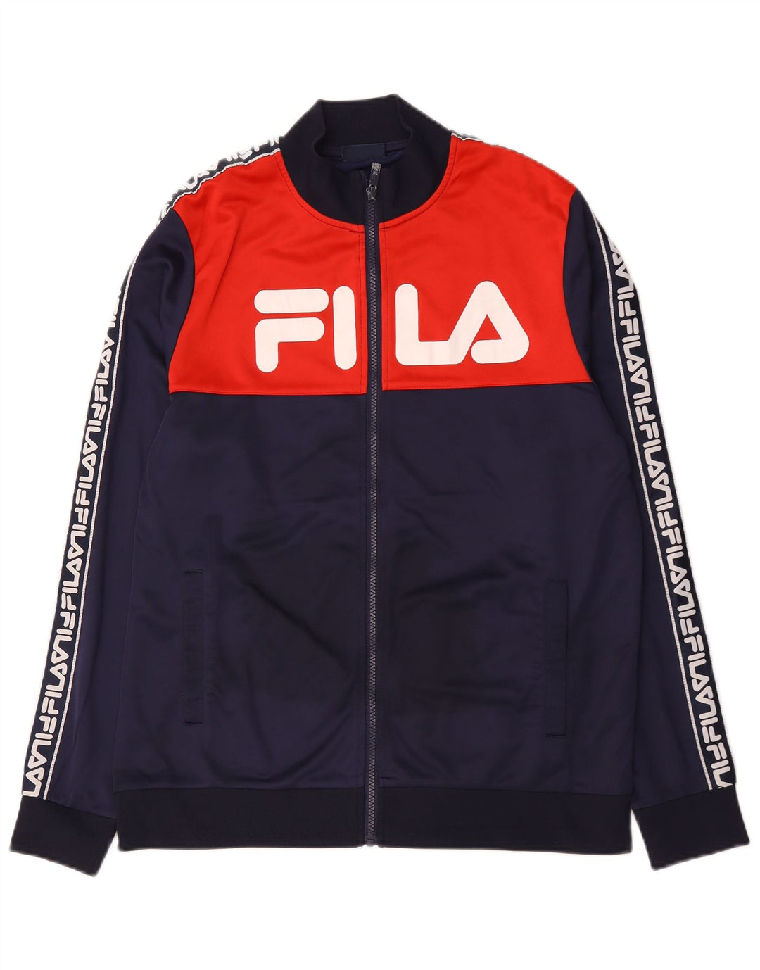 Fila Herren-Trainingsanzugoberteil mit Grafik, groß, Marineblau, Farbblock