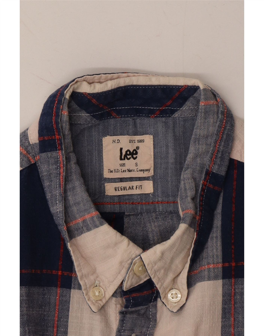 LEE Mens Regular Fit Flannel Shirt Small Navy Blue Check Cotton Vintage Lee and Second-Hand Lee from Messina Hembry 