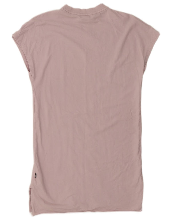 Puma Damen Grafik-T-Shirt-Kleid UK 6 XS Rosa Baumwolle