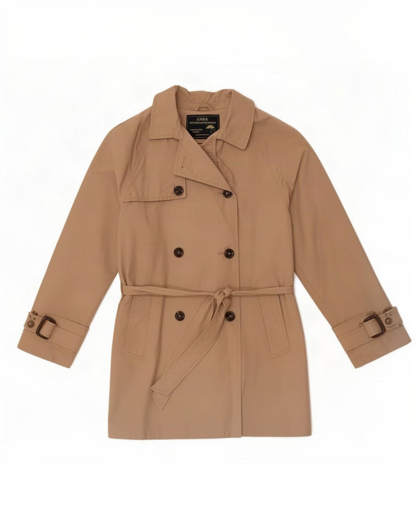 Zweireihiger Trenchcoat von Zara für Mädchen, 11–12 Jahre, beige Baumwolle