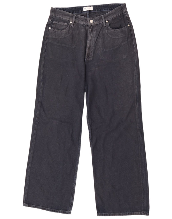 Zara Damen High Rise Wide Leg Jeans EU 42 Large W32 L31 Marineblau