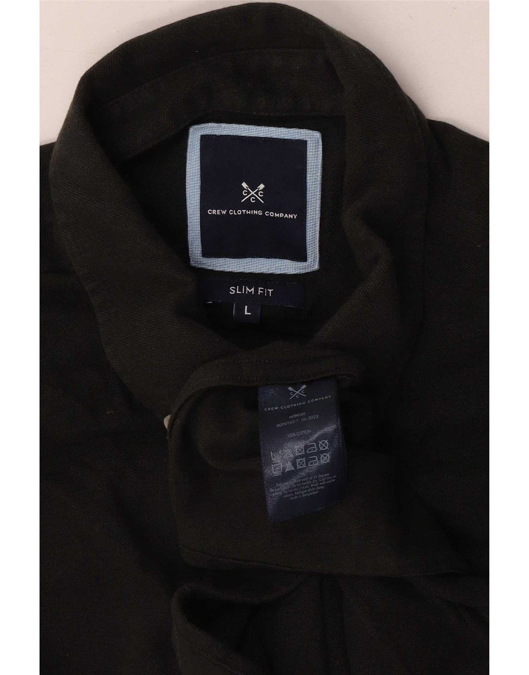 Crew Clothing Herren-Slim-Fit-Hemd, groß, aus schwarzer Baumwolle