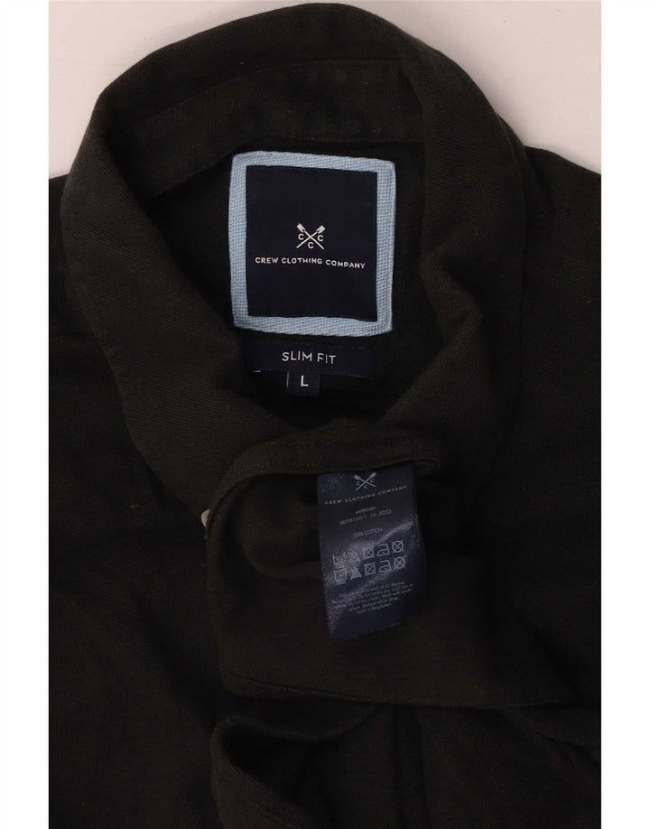 Crew Clothing Herren-Slim-Fit-Hemd, groß, aus schwarzer Baumwolle