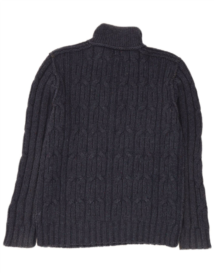 Fat Face Herren-Pullover mit Reißverschluss am Hals, mittlere marineblaue Lammwolle