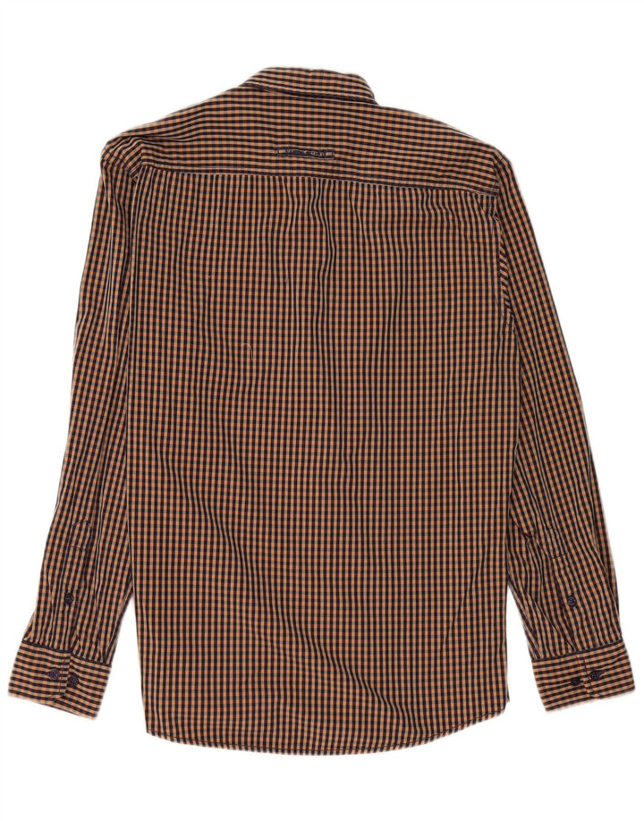 Camel Active Herren-Hemd mit normaler Passform, mittelbraune Gingham-Baumwolle
