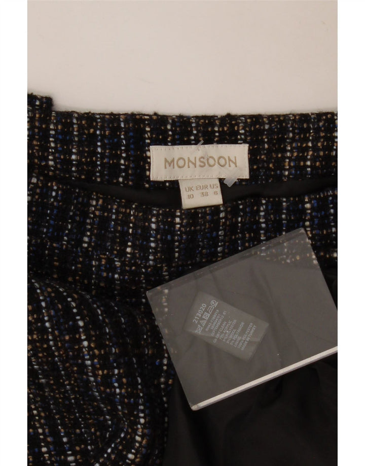 MONSOON Damen Minirock UK 10 Small W30 Marineblau meliertes Polyester