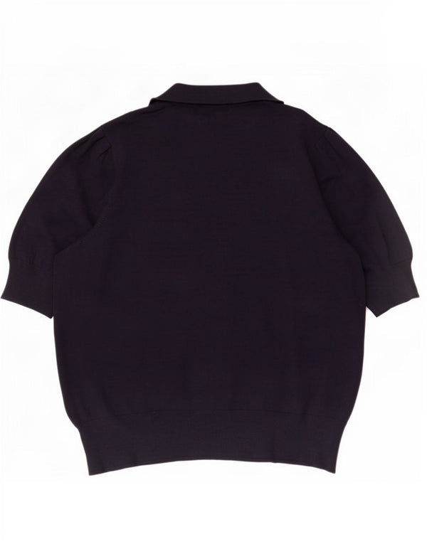 Marks & Spencer Damen-Poloshirt mit 1/2-Ärmeln, UK-Gr. 14, mittlere marineblaue Viskose
