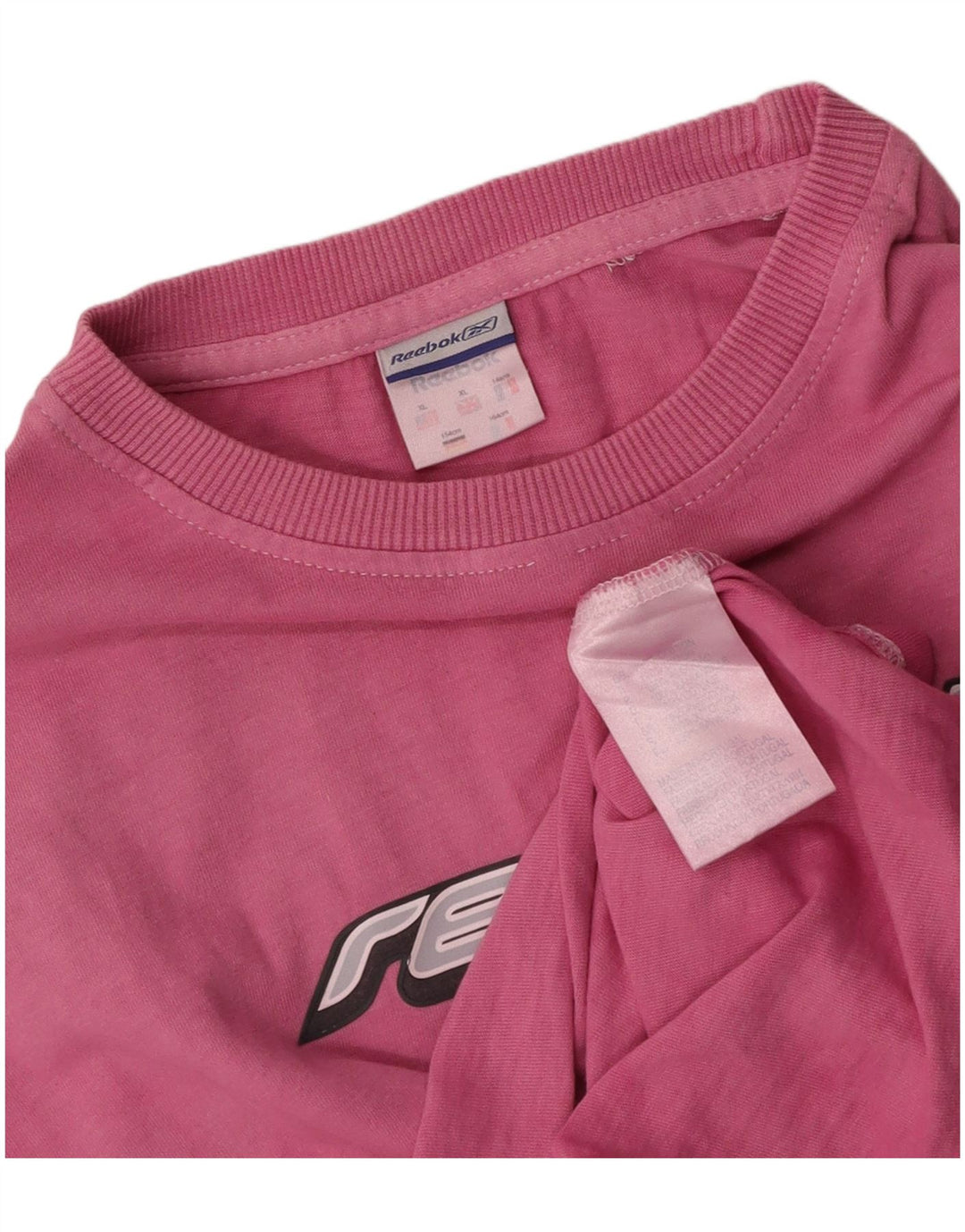 REEBOK Damen Grafik T-Shirt Top UK 18 XL Rosa Baumwolle
