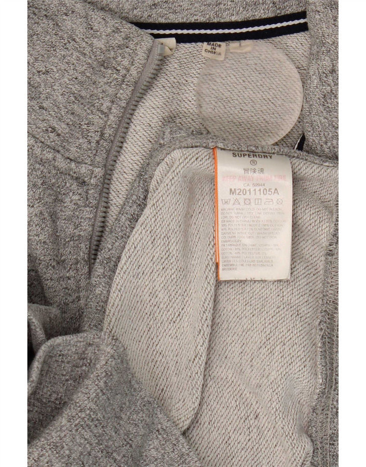 Superdry Herren-Sweatshirt mit Reißverschluss am Hals, Größe L, aus grauer Baumwolle
