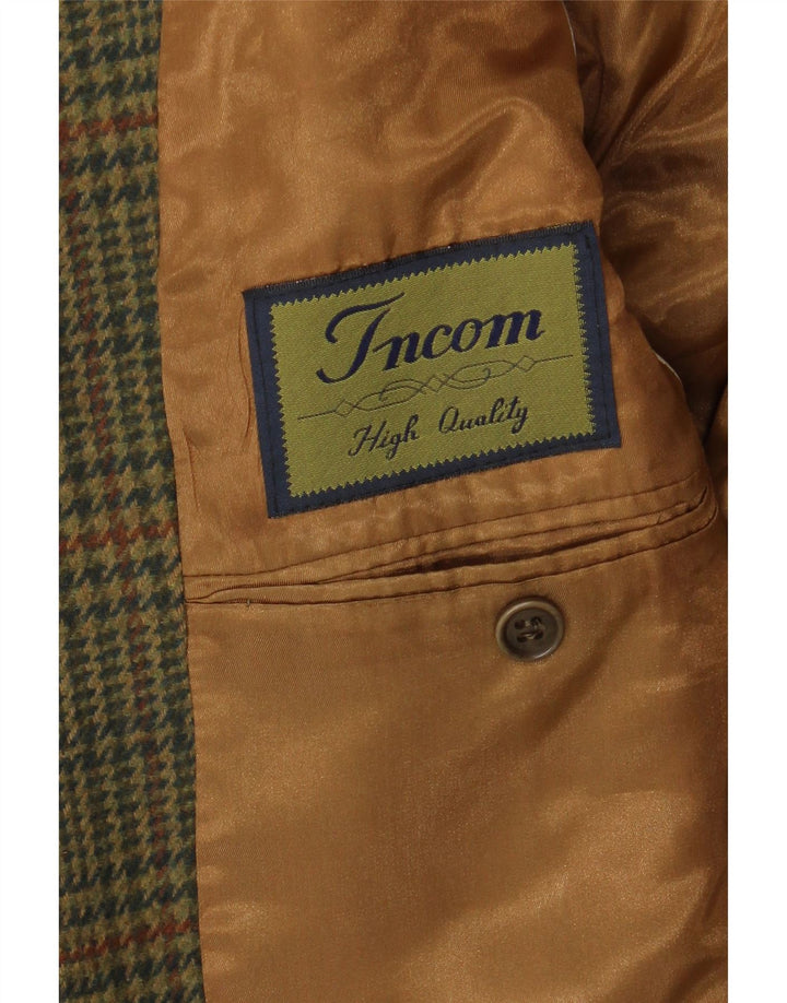 Incom Herren-Blazer mit 2 Knöpfen, UK 38, mittlerer Khaki-Hahnentrittmuster