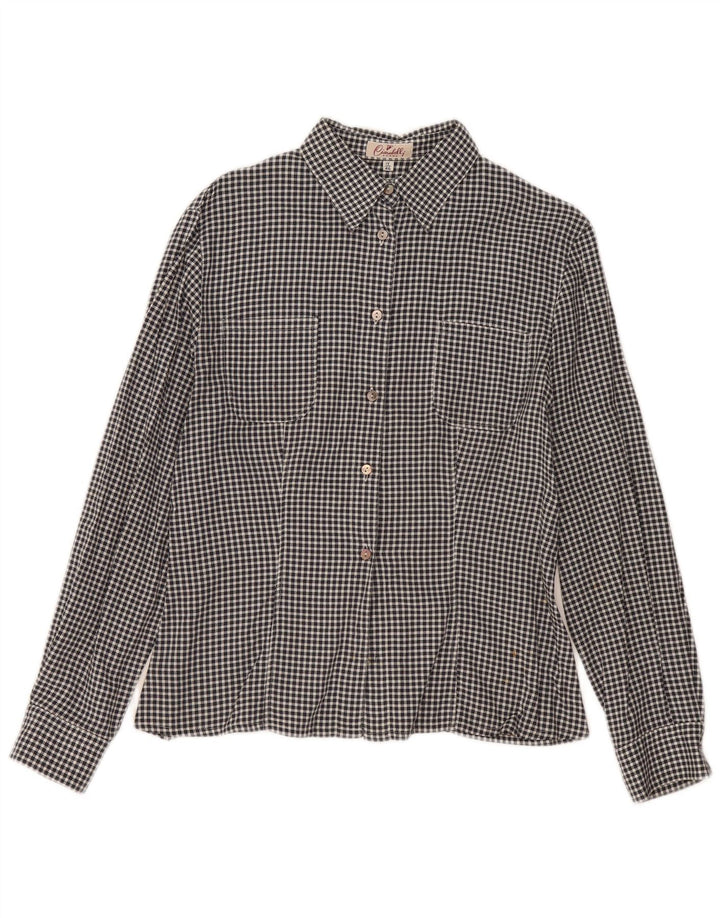 Vintage Damenhemd IT 46 Große schwarze Gingham-Baumwolle