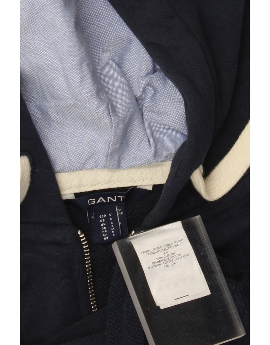 GANT Herren-Kapuzenpullover mit grafischem Reißverschluss, Größe S, marineblau, Baumwolle