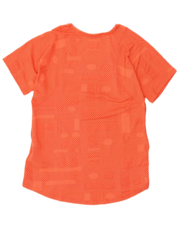 Nike Damen Dri Fit T-Shirt Top UK 12 Mittelorange geometrisches Polyester