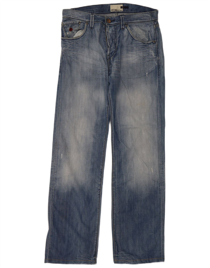 Energie Herren Distressed Straight Jeans W34 L36 Blaue Baumwolle