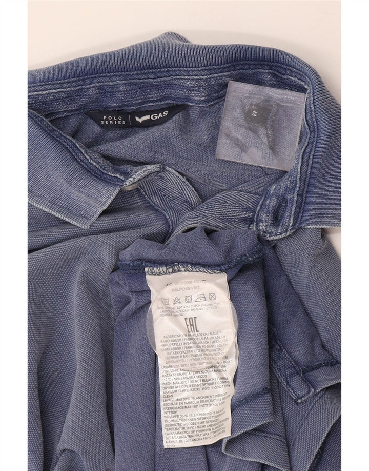Gas Herren-Poloshirt aus mittelblauer Baumwolle