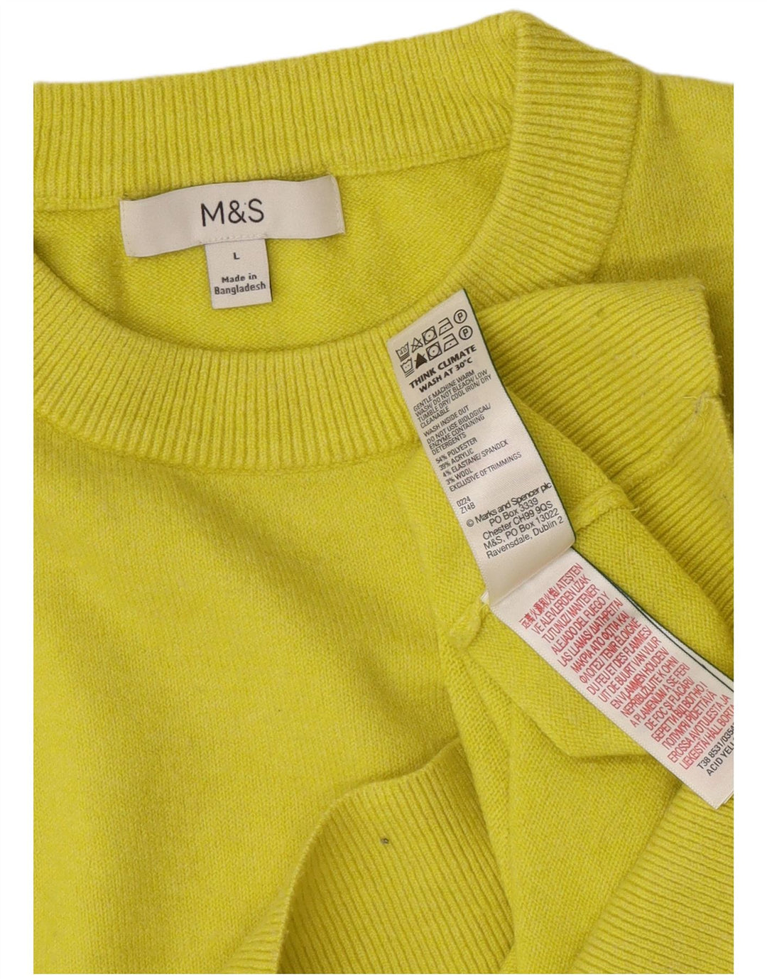 Marks & Spencer Damen-Pullover mit Rundhalsausschnitt, Gr. 40, Größe L, Gelb