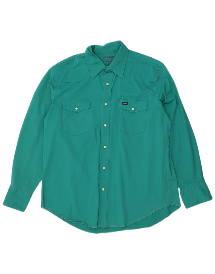 Wrangler Herrenhemd XL Türkis Baumwolle