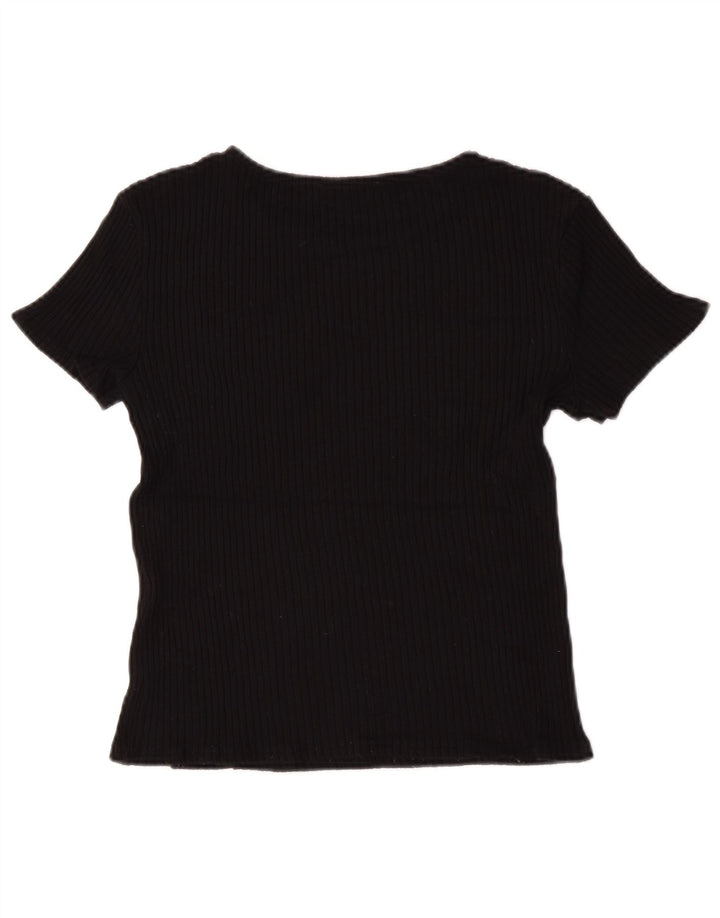 Zara Damen Crop T-Shirt Top UK 12 Medium Schwarz