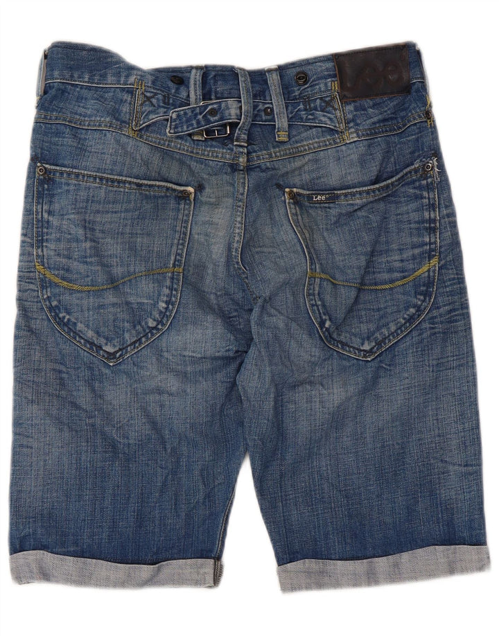 Lee Mens Green Cinch Denim Shorts W29 Small Blaue Baumwolle