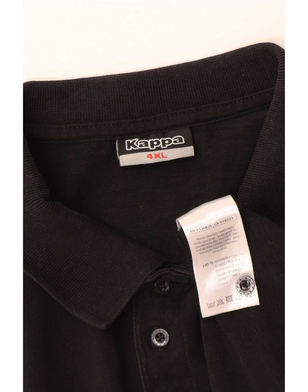 Kappa Herren Poloshirt 4XL Schwarz Baumwolle