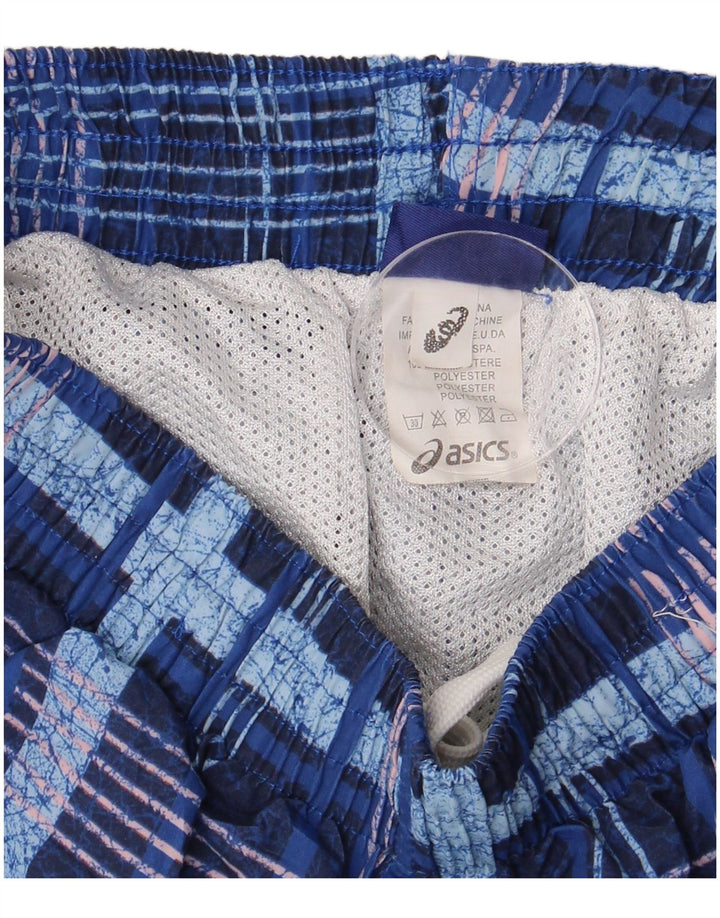 ASICS Herren-Badeshorts, klein, blau kariert, Polyester
