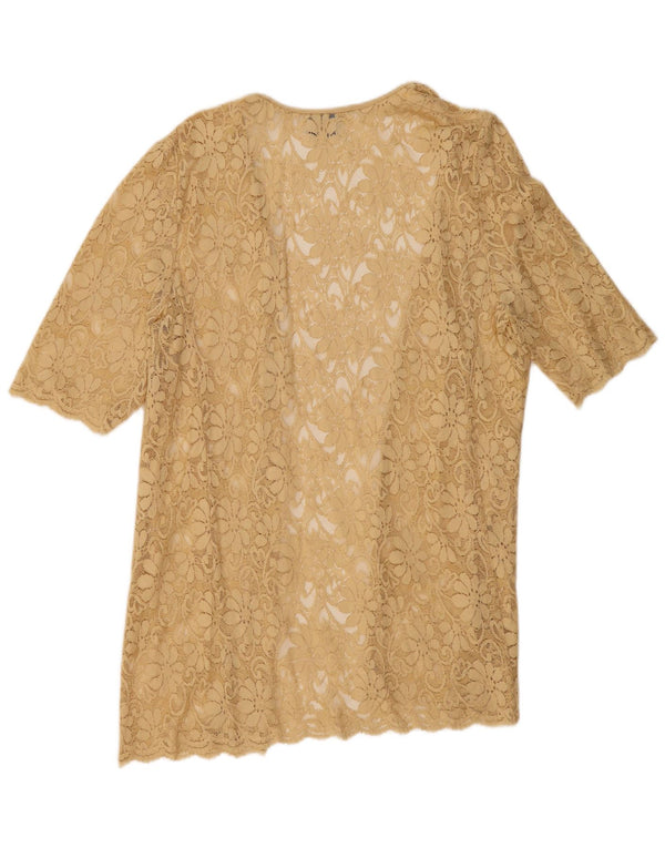 Luisa Spagnoli Damen Kurzarm-Cardigan-Oberteil UK 16 Large Beige Floral