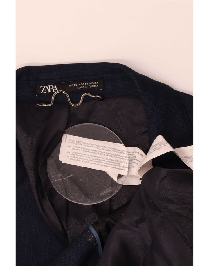 Zara Herren-Blazerjacke mit 2 Knöpfen, EU 56, XL, Marineblau, Polyester