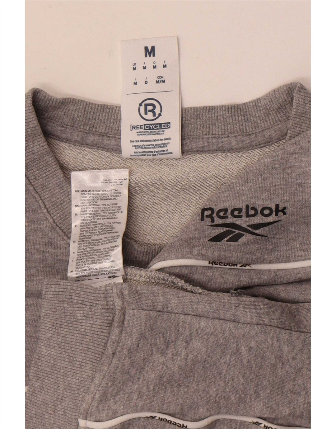 Reebok Herren Sweatshirt Pullover mittelgraue Baumwolle