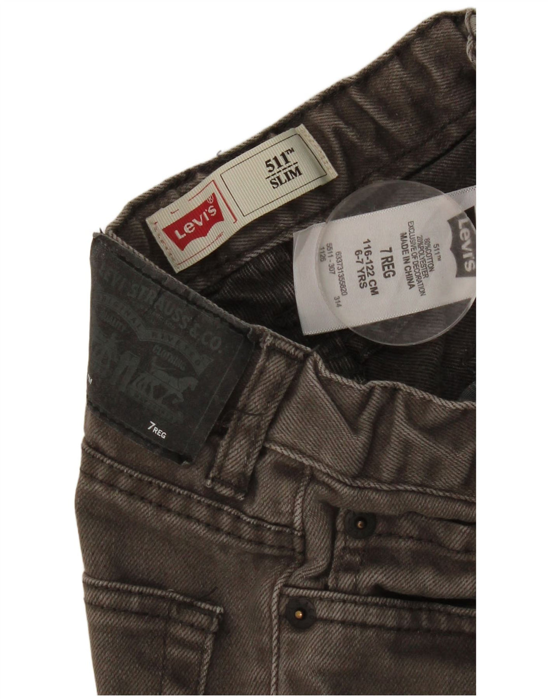 Levi's Jungen 511 Slim Jeans 6–7 Jahre W20 L20 grüne Baumwolle