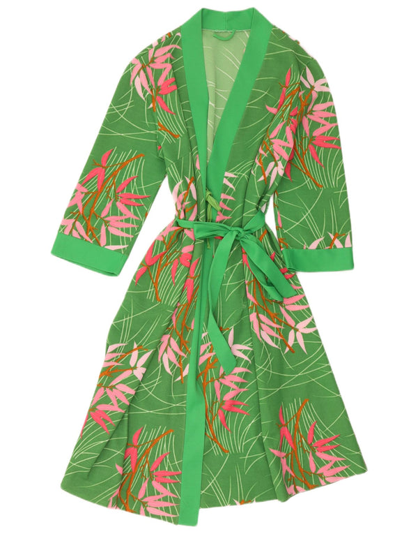Vintage Damen 3/4 Ärmel Robe Kleid IT 46 Großes grünes Blumenmuster