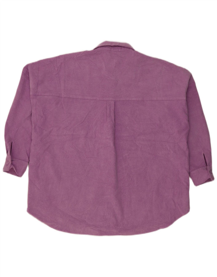 Zara Damen Übergroßes Cordhemd UK 14 Mittellila Polyester
