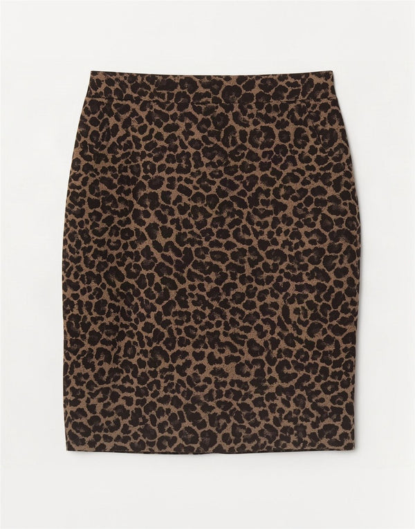 Gerader Damenrock von Marks & Spencer UK 16 Large W34 Beige Animal Print
