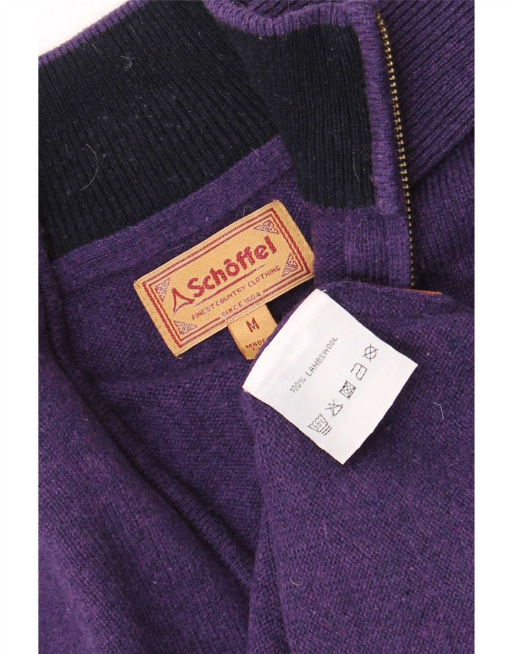 Schöffel Herren-Pullover mit Reißverschluss am Hals, mittelviolette Lammwolle