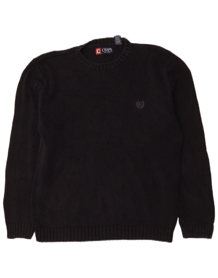Chaps Herren-Pullover mit Rundhalsausschnitt, mittelschwarz, Baumwolle