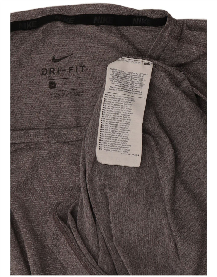 Nike Herren Dri Fit T-Shirt-Oberteil aus mittelgrauem Polyester