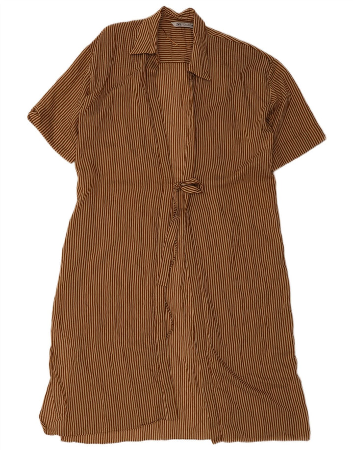Übergroßes Robe-Kleid für Damen von Zara, Gr. 10, klein, braun, Nadelstreifen