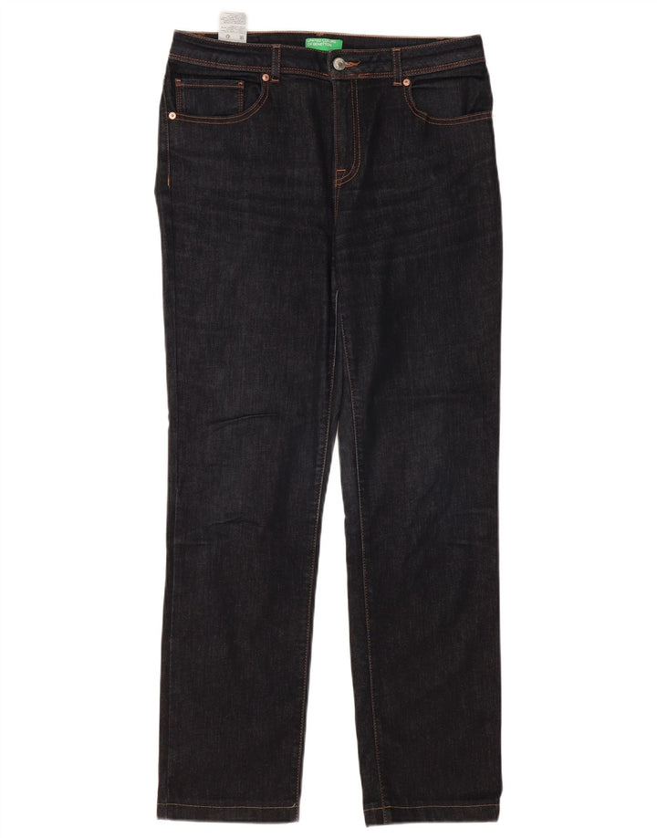 BENETTON Damen Straight Jeans W31 L30 Marineblaue Baumwolle