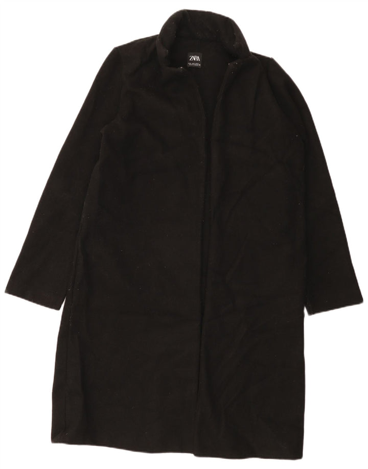 Zara Womens Open Overcoat UK 14 Mittelschwarzes Polyester