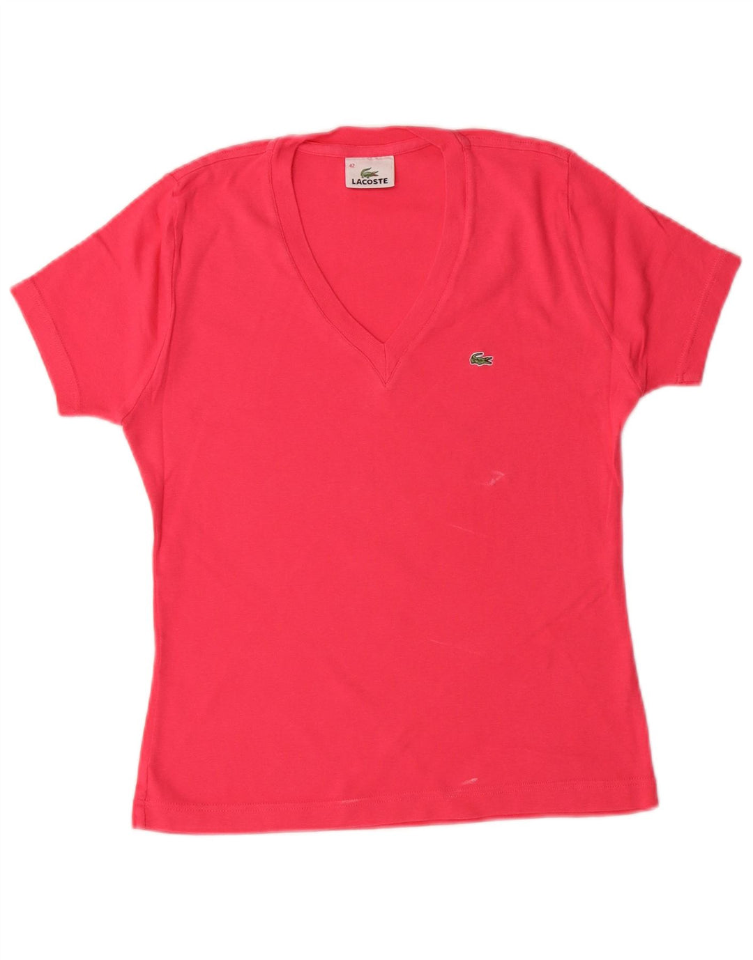 LACOSTE Damen T-Shirt Top Größe 42 große rosa Baumwolle