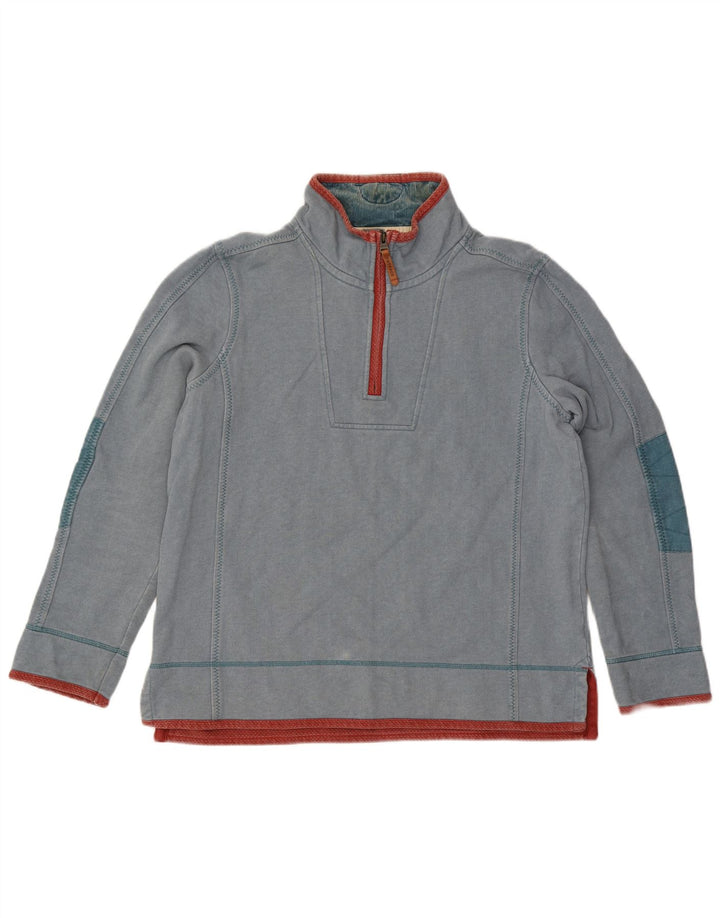 Fat Face Herren-Sweatshirt mit Reißverschluss am Hals, groß, aus blauer Baumwolle