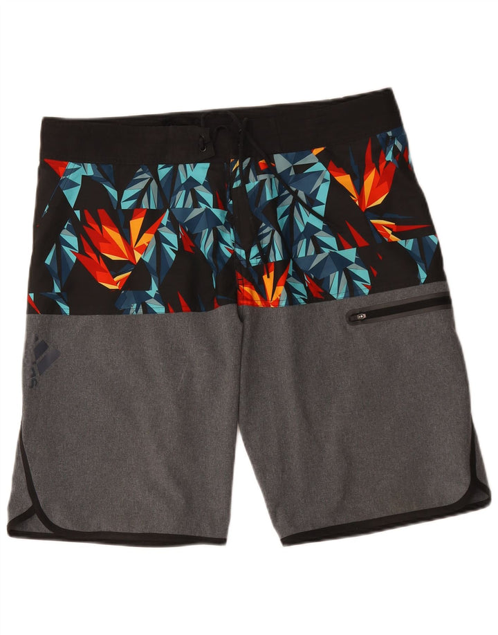 Adidas Herren Badeshorts mittelgraues geometrisches Polyester