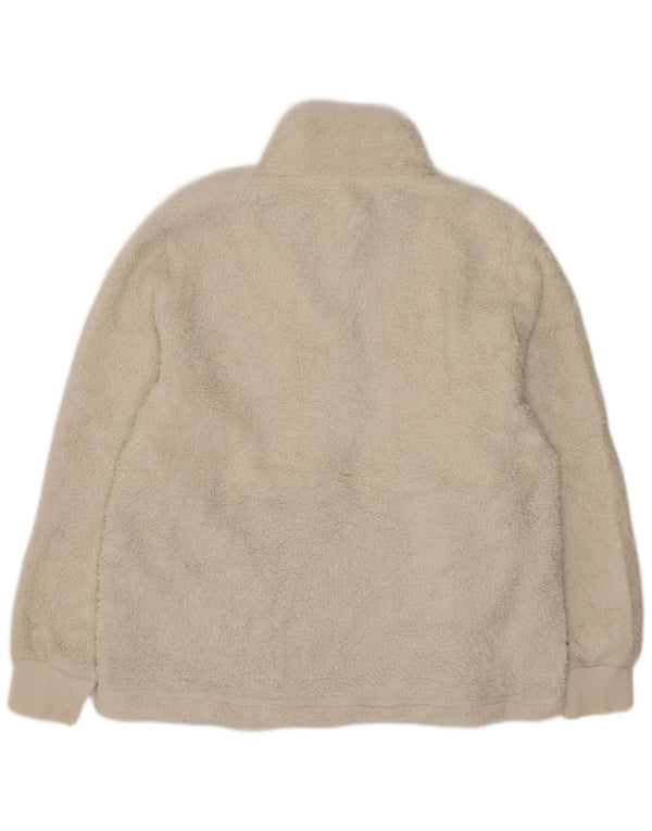 Übergroßer Fleece-Pullover für Damen von Calvin Klein, UK 14, Mittelweiß, Farbblock